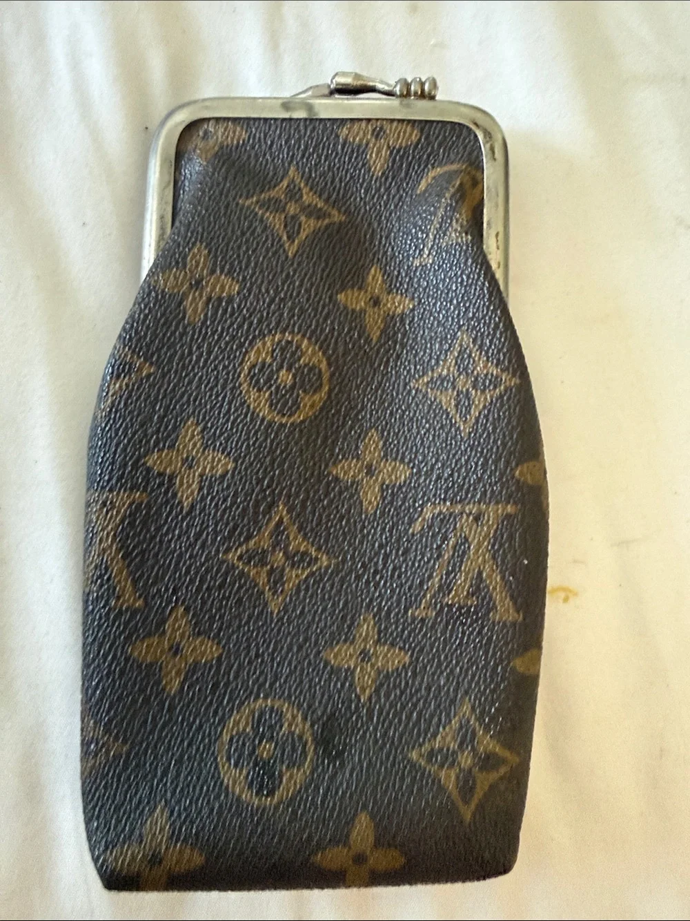 Louis Vuitton Brown Monogram Canvas Eyeglass  Pouch with Leather Patch
